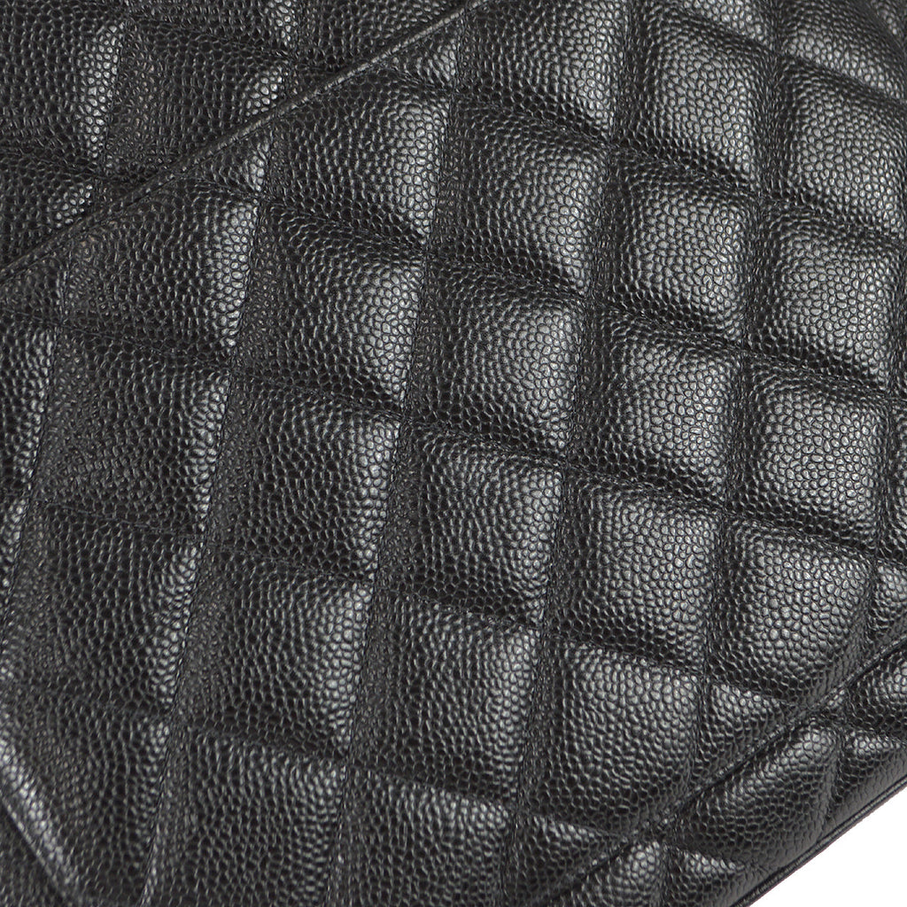 CHANEL Medallion Quilted Tote Handbag Black Caviar 78590