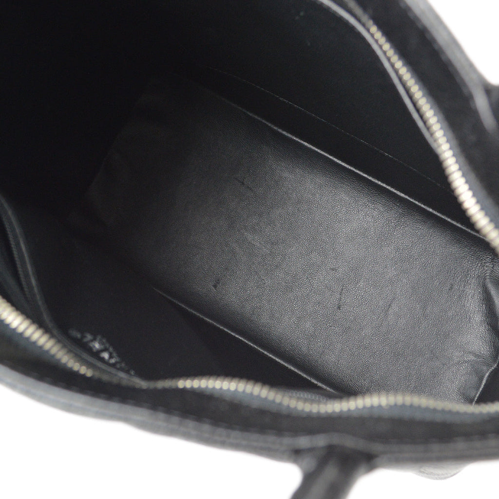 CHANEL Medallion Quilted Tote Handbag Black Caviar 78590