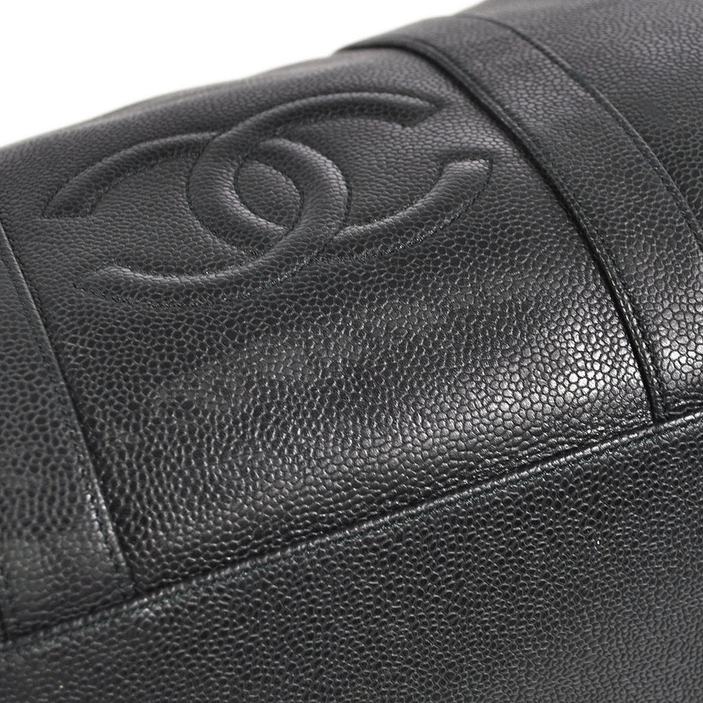 CHANEL Duffle Travel Handbag Black Caviar 78681