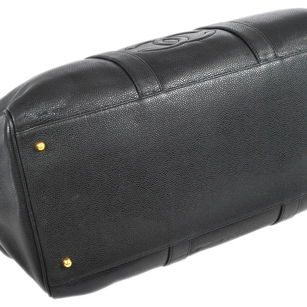 CHANEL Duffle Travel Handbag Black Caviar 78681