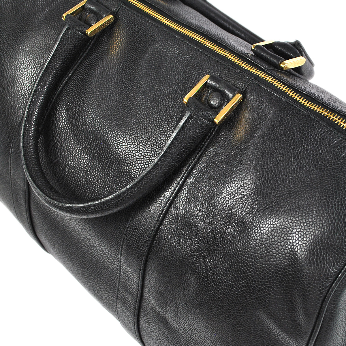 CHANEL Duffle Travel Handbag Black Caviar 78681