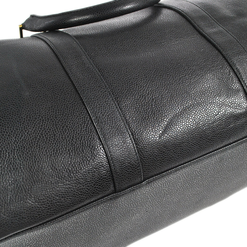 CHANEL Duffle Travel Handbag Black Caviar 78681