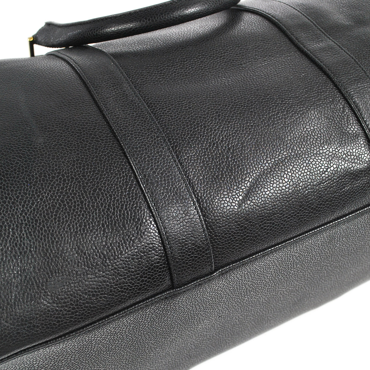 CHANEL Duffle Travel Handbag Black Caviar 78681