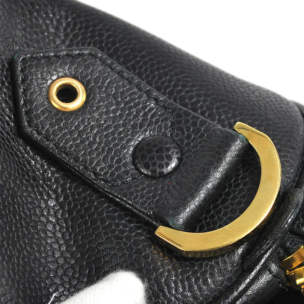 CHANEL Duffle Travel Handbag Black Caviar 78681