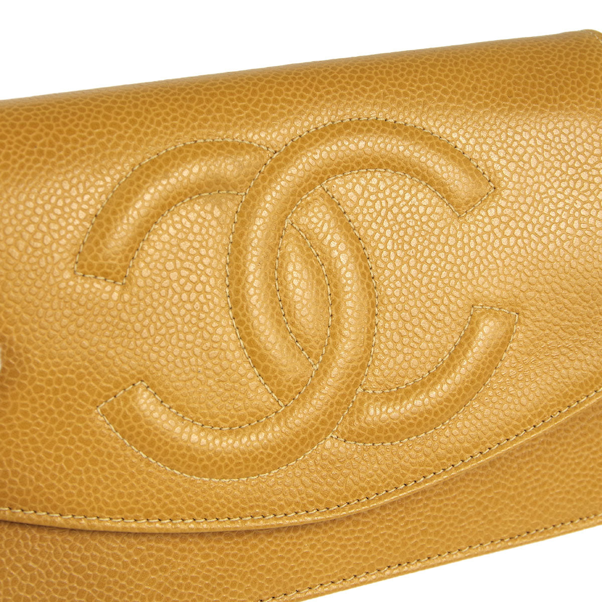 CHANEL * WOC Chain Shoulder Wallet Bag Beige Caviar 89658