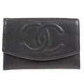 CHANEL * Bifold Wallet Black Caviar 89723