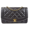 CHANEL Medium Diana Chain Shoulder Bag Black Lambskin 97730