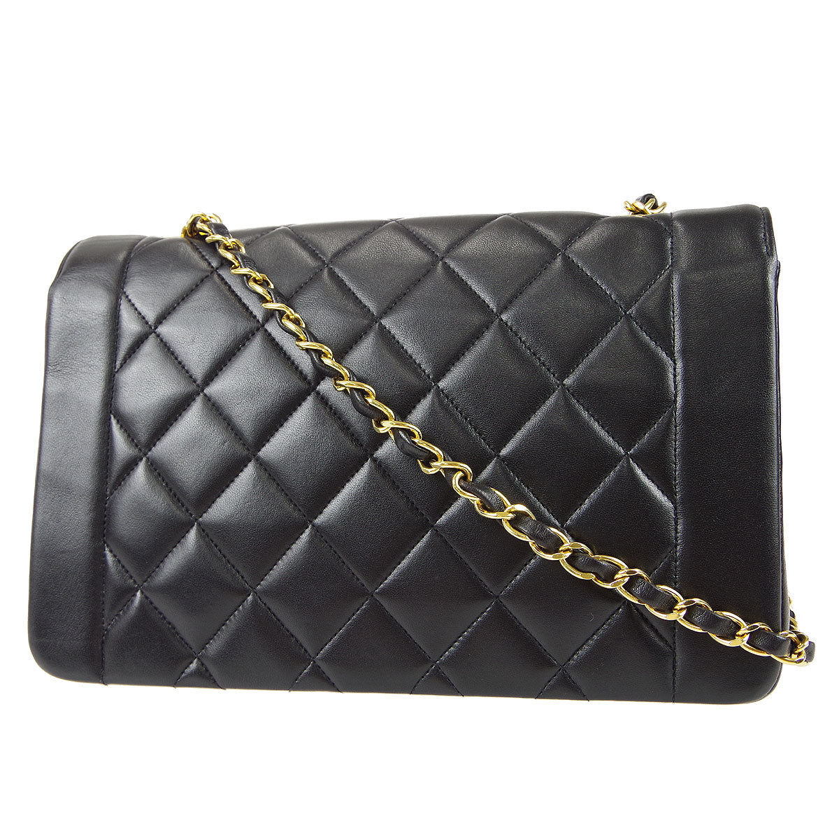 CHANEL Medium Diana Chain Shoulder Bag Black Lambskin 97730