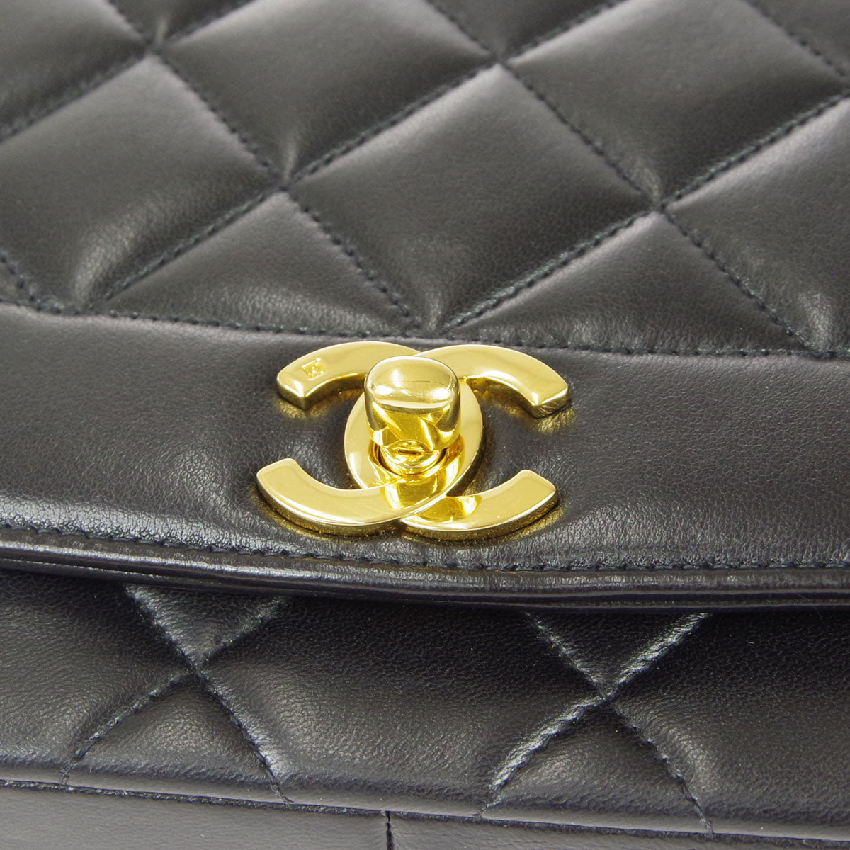 CHANEL Medium Diana Chain Shoulder Bag Black Lambskin 97730