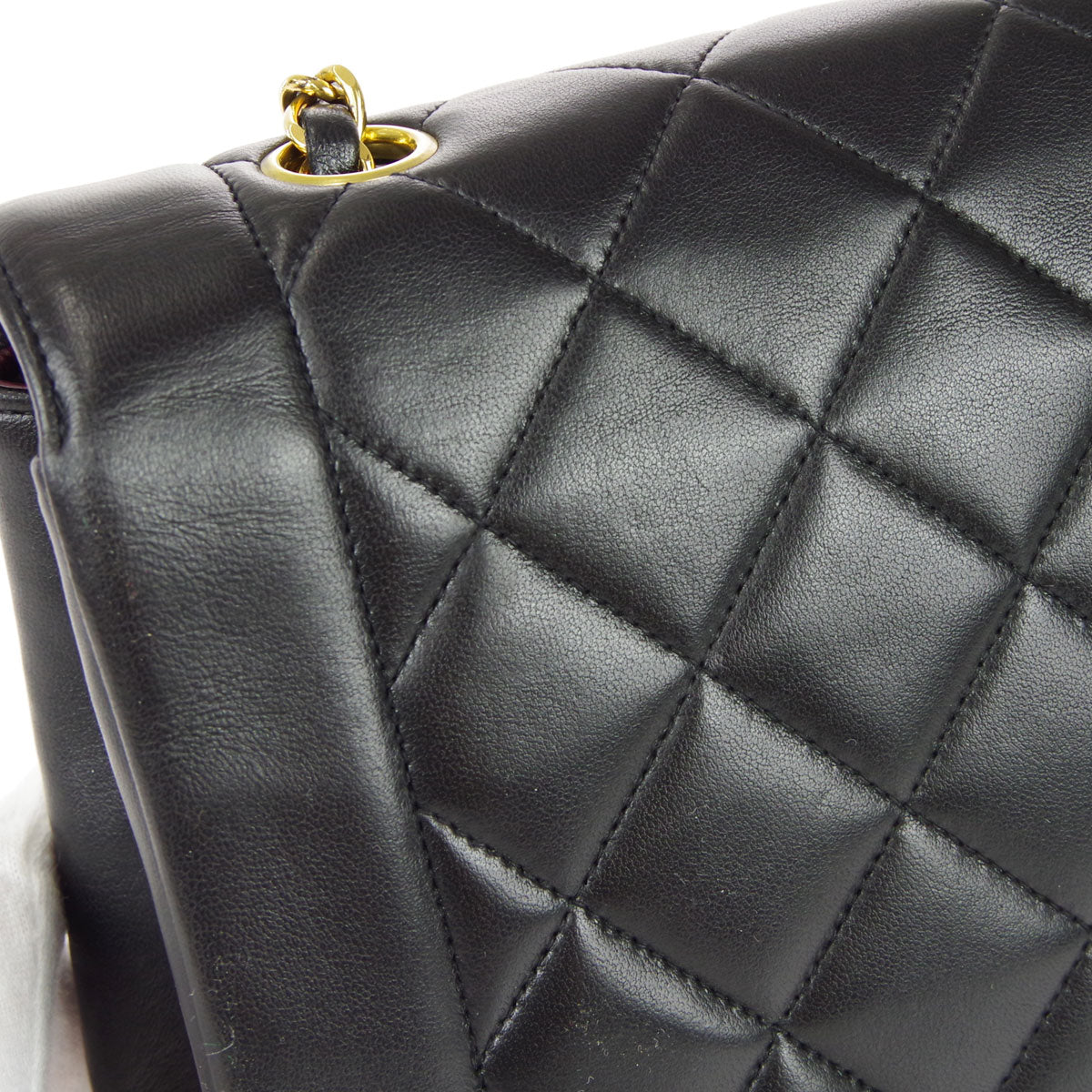 CHANEL Medium Diana Chain Shoulder Bag Black Lambskin 97730