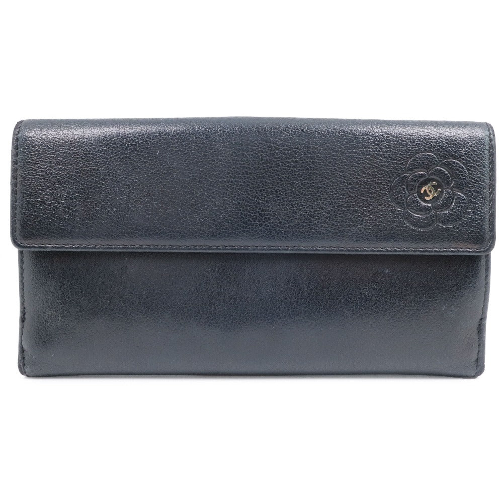 Chanel Black Leather Camellia wallet accessories