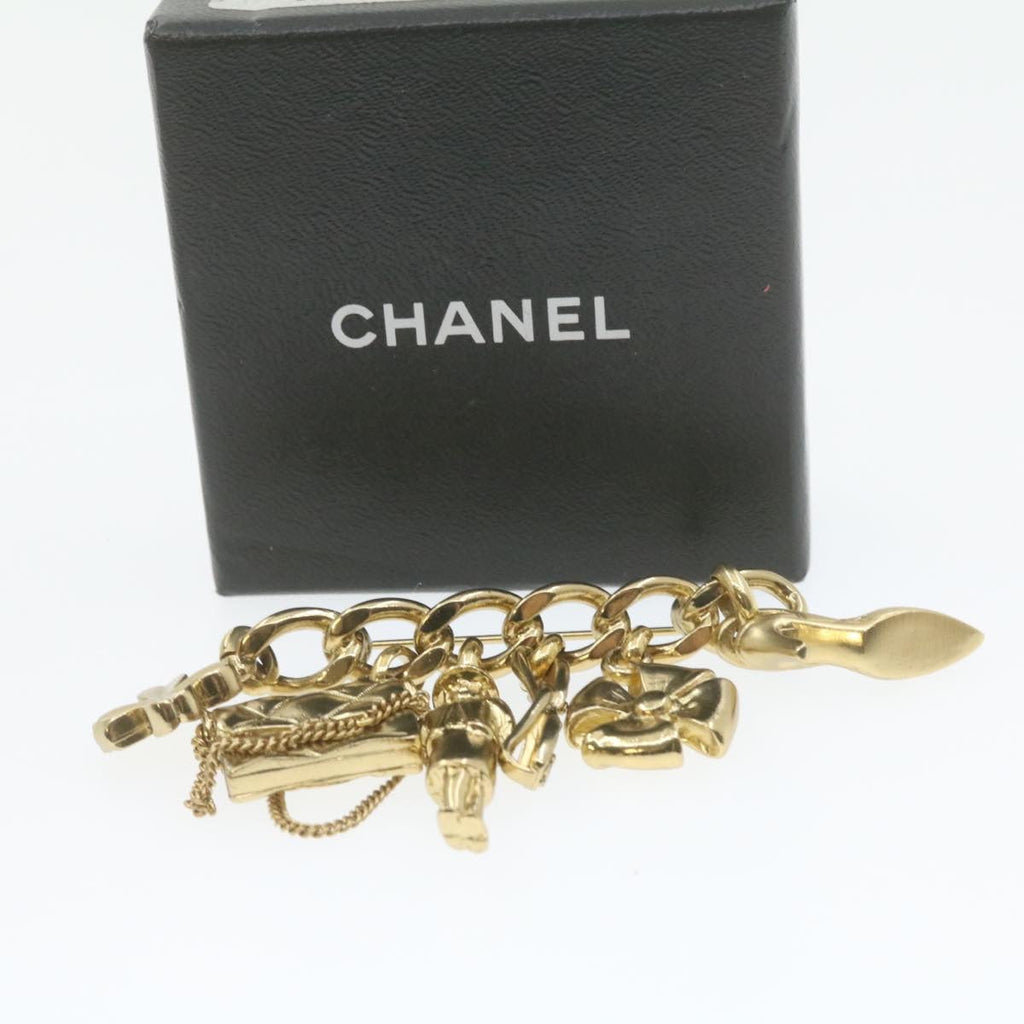 CHANEL Brooch Gold Tone CC Auth 20868A