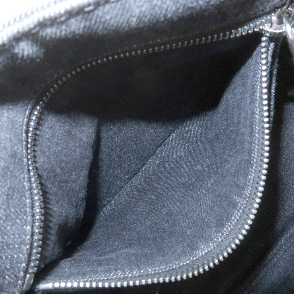 PRADA Logo Canapa Mini Canvas 2Way Hand Bag Denim Black 1BG439