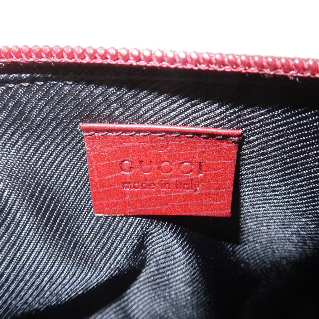 GUCCI Boat Bag GG Canvas Leather Hand Bag Pouch Red 07198