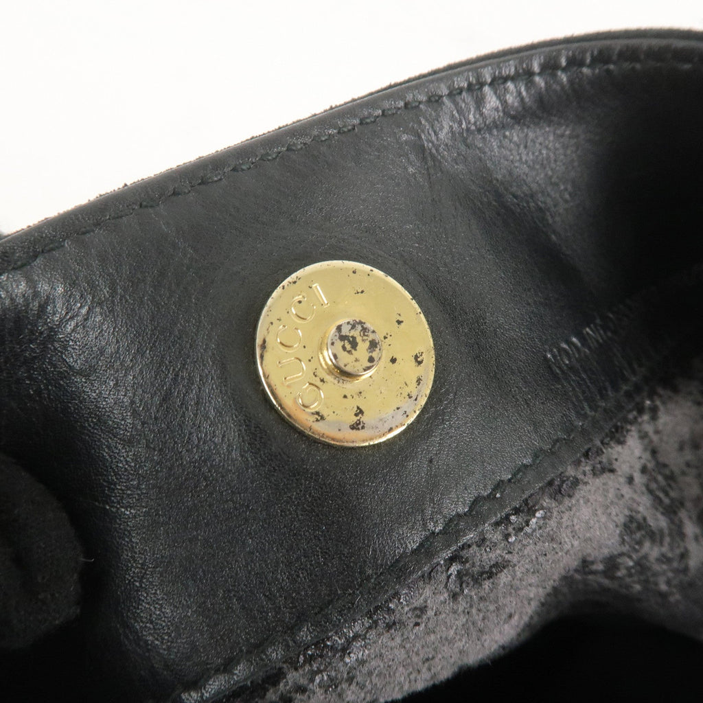GUCCI Bamboo Suede Leather 2WAY Bag Black 001.1014.1577