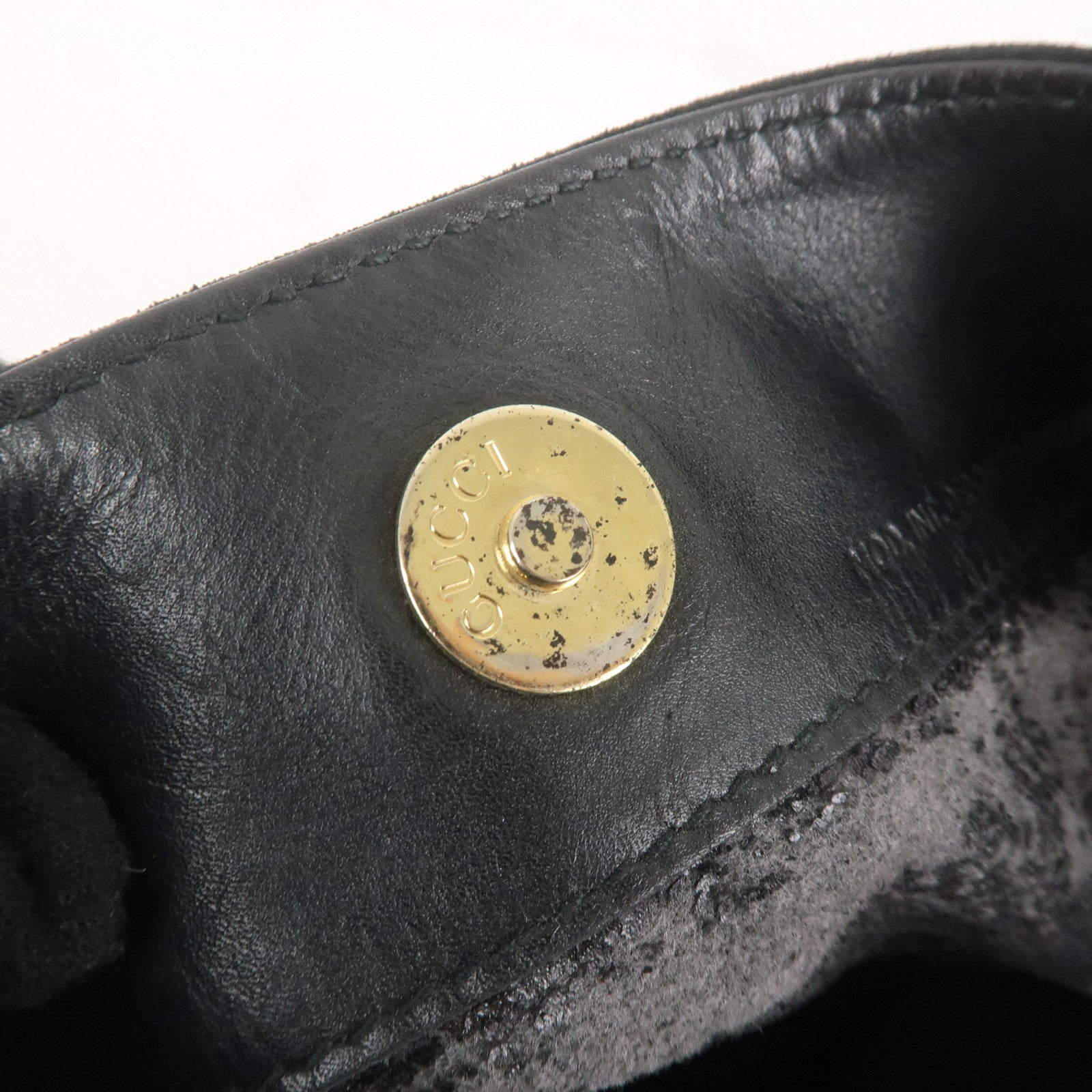 GUCCI Bamboo Suede Leather 2WAY Bag Black 001.1014.1577
