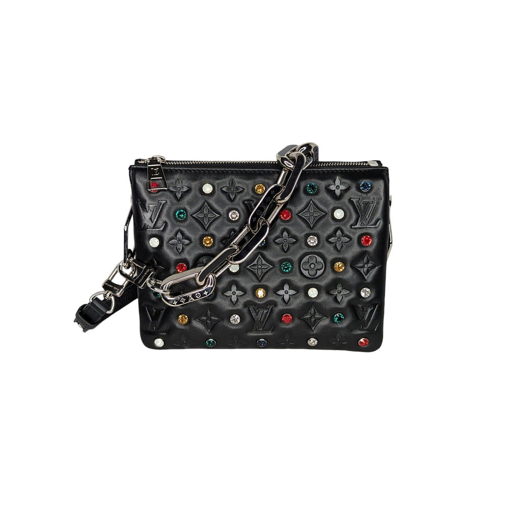 Louis Vuitton Monogram Embossed Crystal Embellished Coussin BB Bag