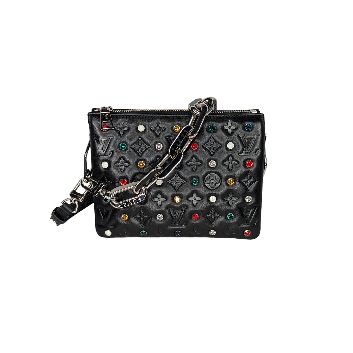 Louis Vuitton Monogram Embossed Crystal Embellished Coussin BB Bag