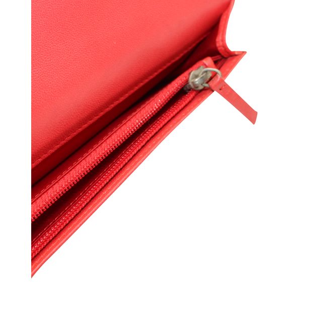 CHANEL Red Camelia Wallet