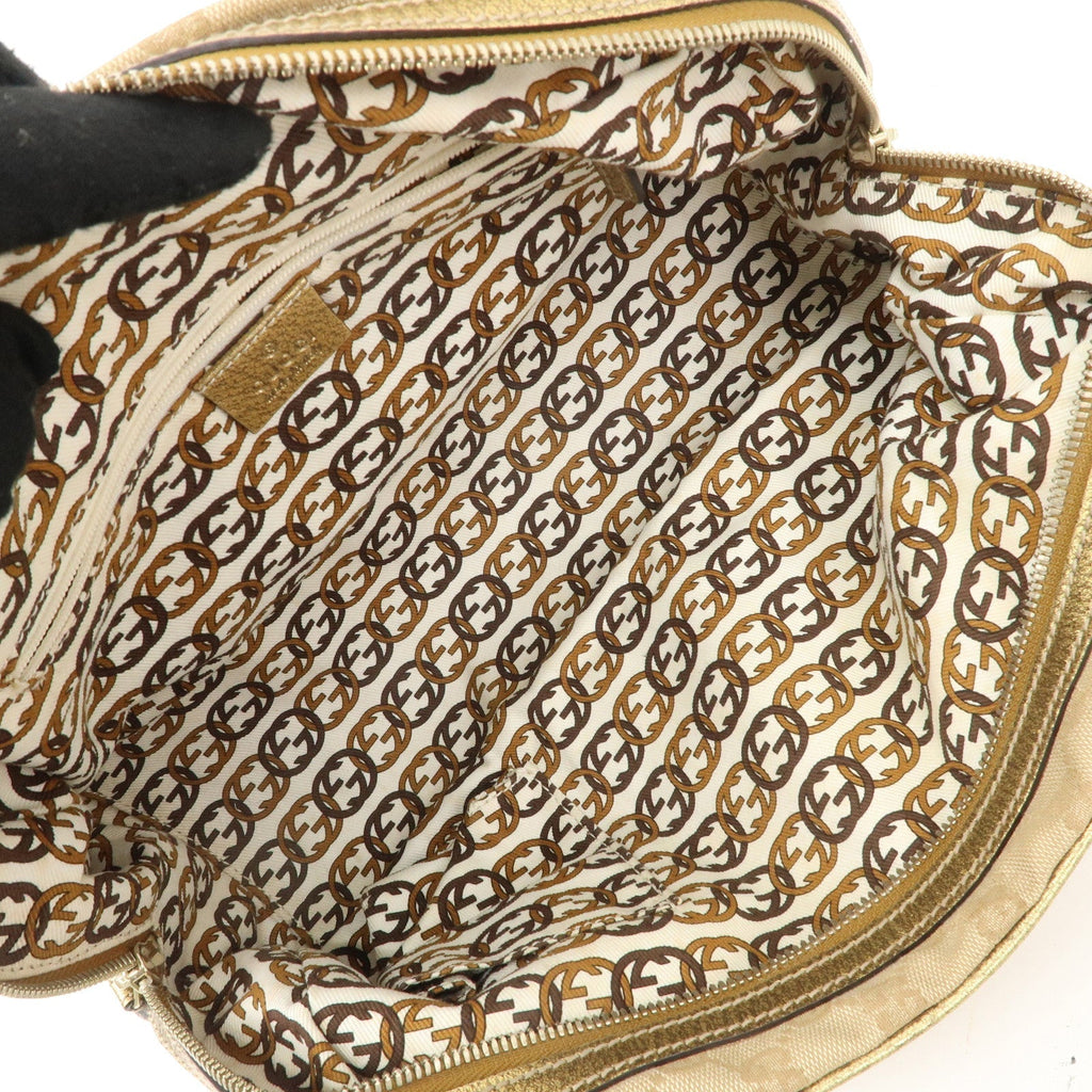 GUCCI Princy GG Canvas Leather Mini Boston Bag Beige Gold 161720
