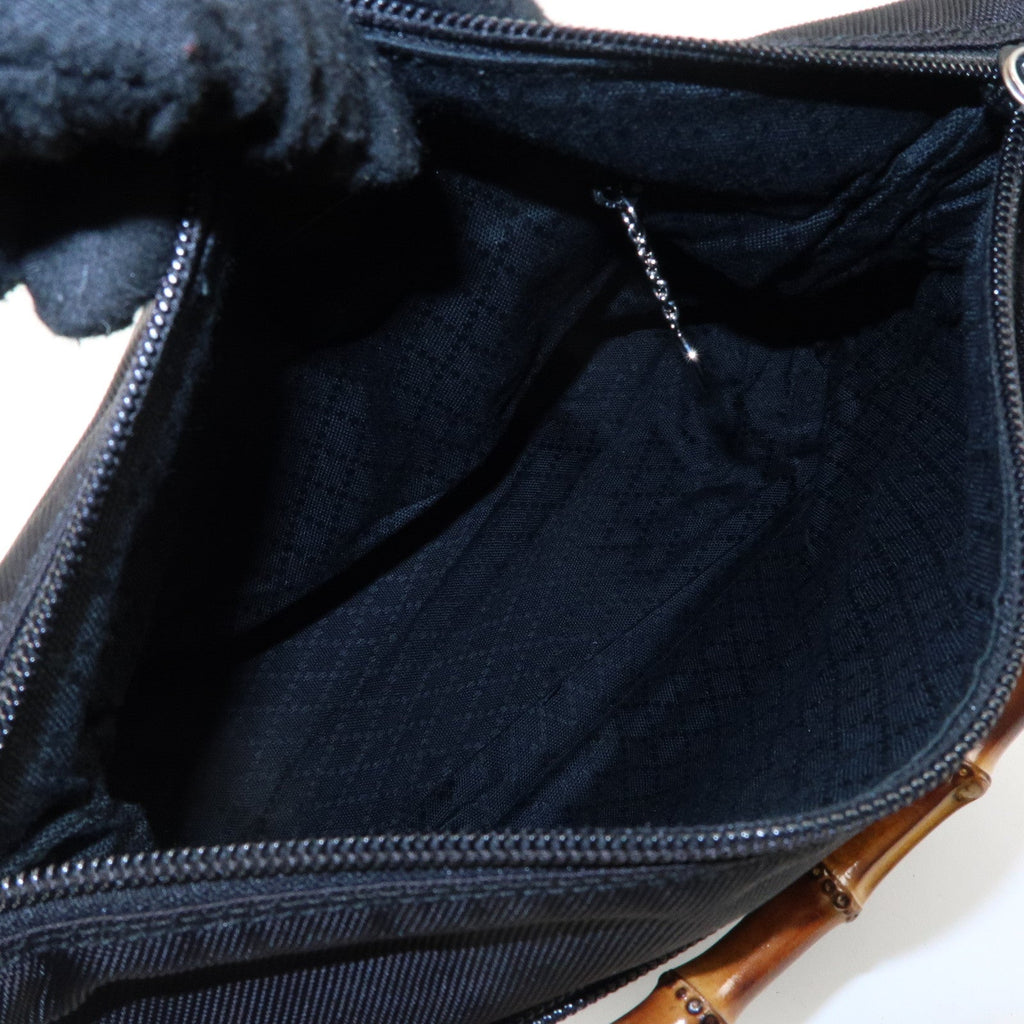 GUCCI Bamboo Nylon Leather 2WAY Bag Black 000・2404・0509