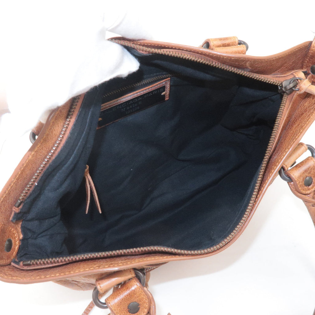 BALENCIAGA The First Leather 2Way Bag Hand Bag Brown 103208