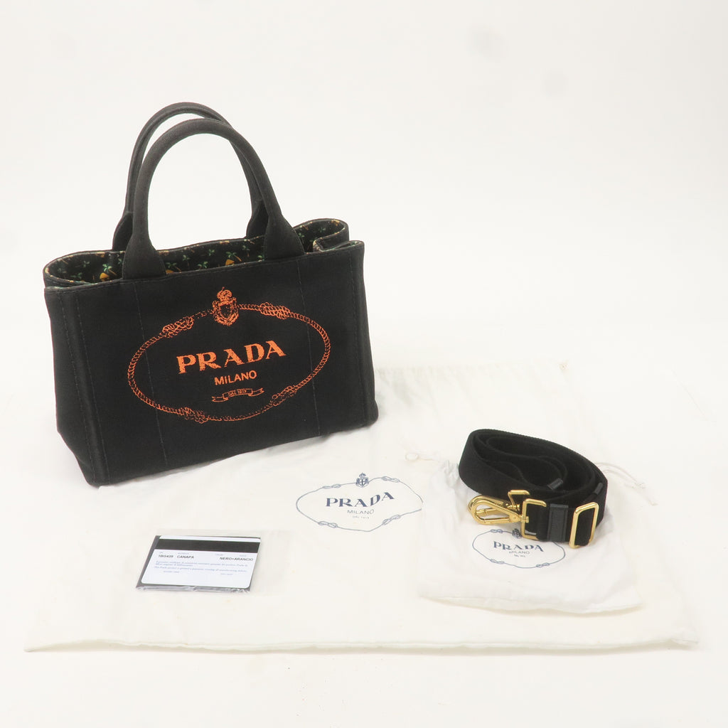 PRADA Canapa Mini Canvas 2Way Bag Black 1BG439