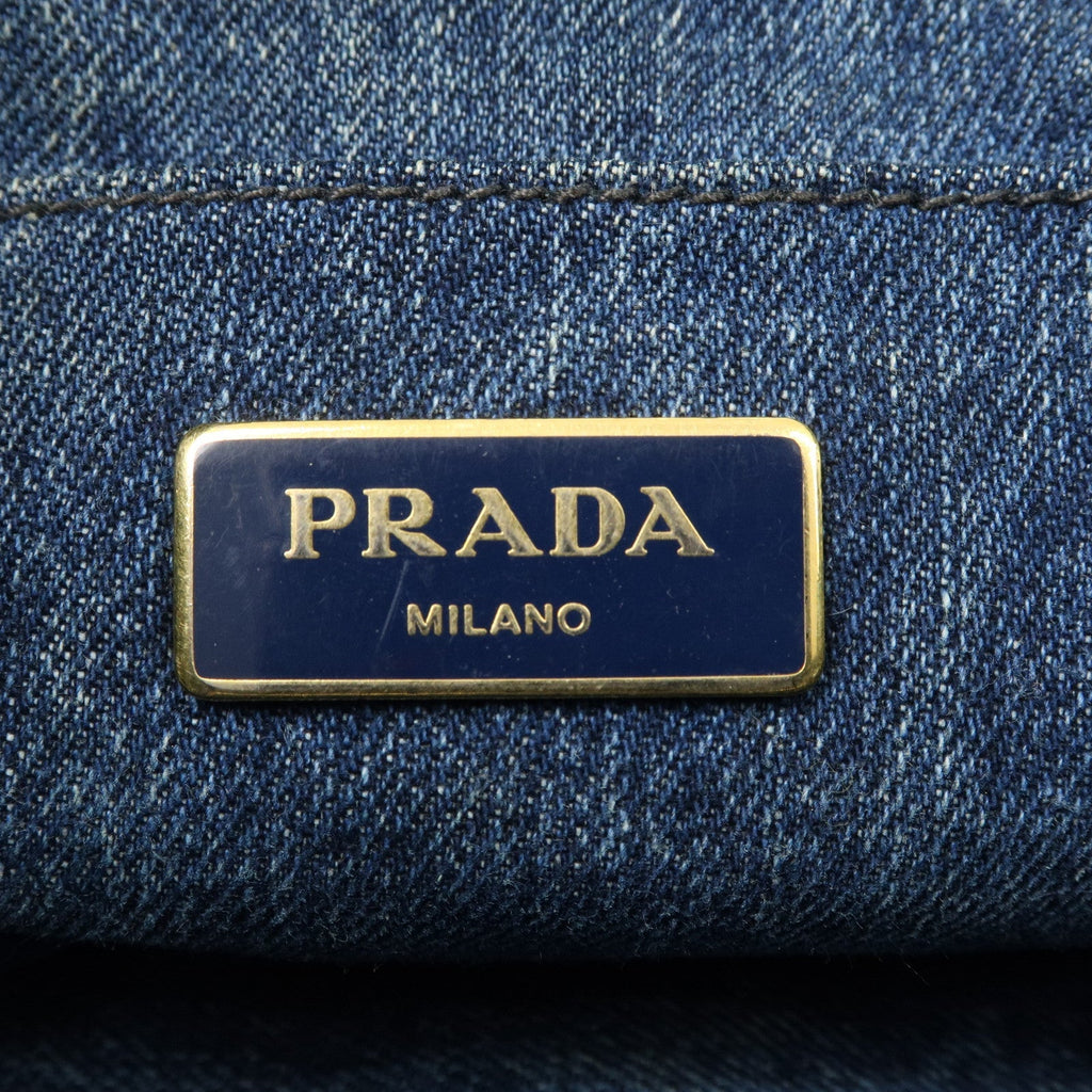 PRADA Canapa Denim Tote Bag Hand Bag Blue B1872B