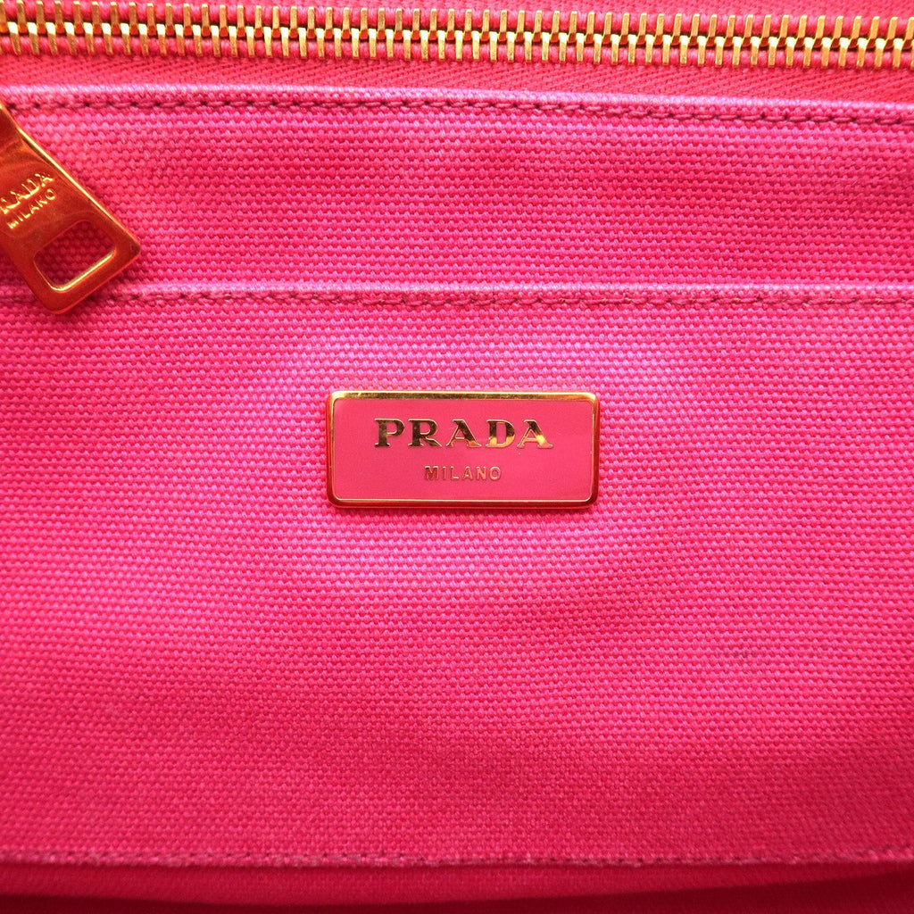 PRADA Canapa Canvas Tote Bag Hand Bag Pink BN1877