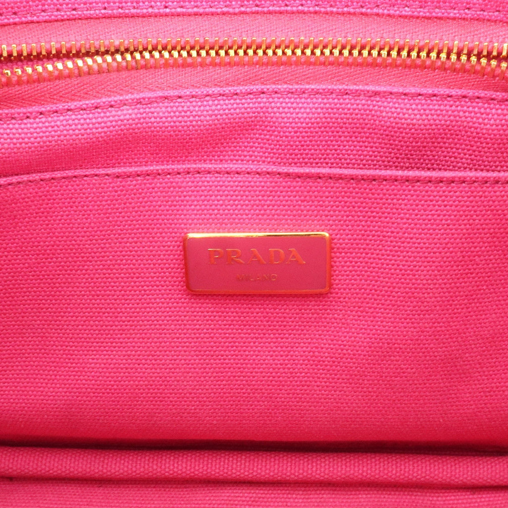 PRADA Logo Canapa Mini Canvas 2Way Shoulder Bag Pink B2439G