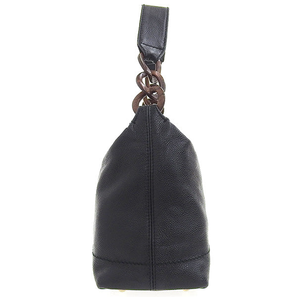 CHANEL Around 2001 Made Caviar Skin Cc Mark Stitch Wood Chain Top Handle Bag Black