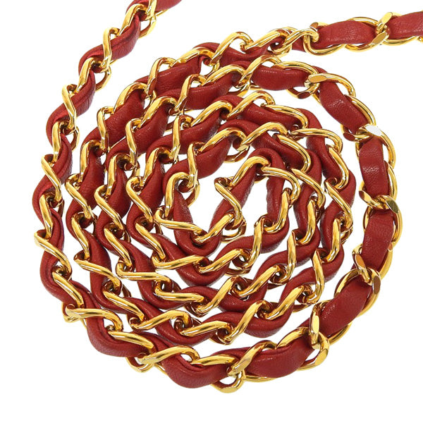 CHANEL Around 1990 Made Bicolor Straight Flap Chain Bag Mini Red/Navy