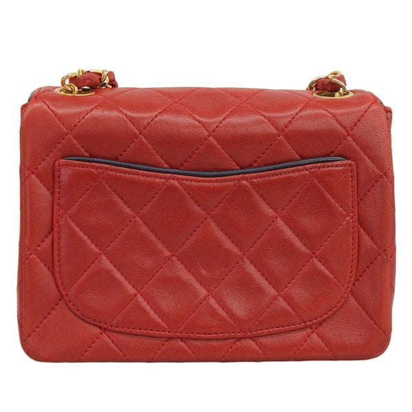 CHANEL Around 1990 Made Bicolor Straight Flap Chain Bag Mini Red/Navy