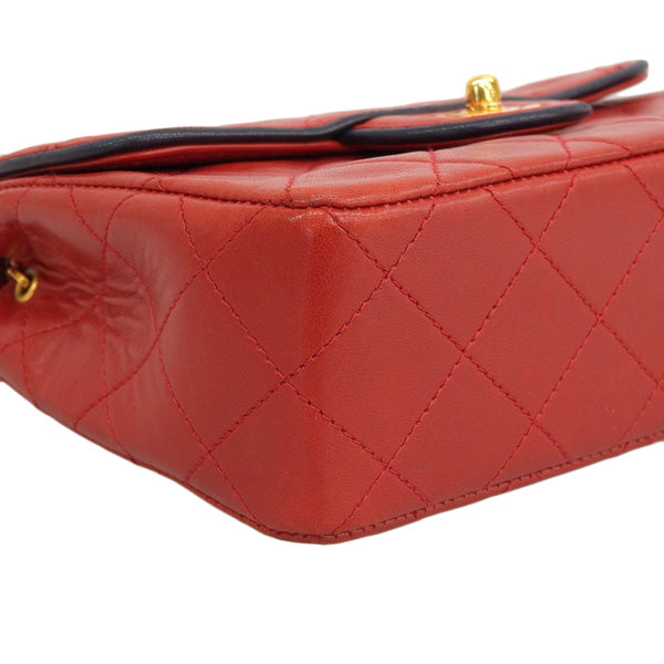 CHANEL Around 1990 Made Bicolor Straight Flap Chain Bag Mini Red/Navy