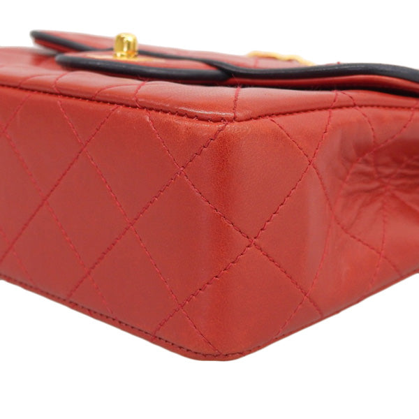 CHANEL Around 1990 Made Bicolor Straight Flap Chain Bag Mini Red/Navy