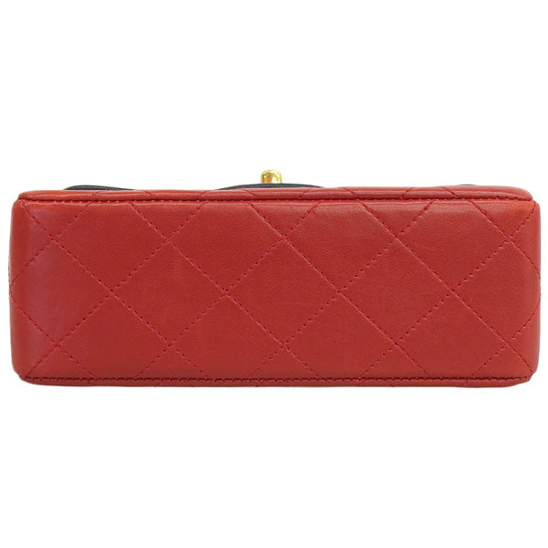 CHANEL Around 1990 Made Bicolor Straight Flap Chain Bag Mini Red/Navy