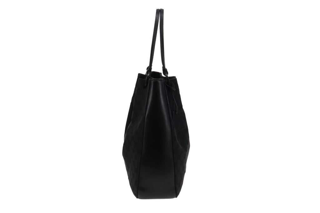 Gucci Vintage Black GG Tote Rouched