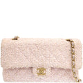 CHANEL Around 2003 Made Tweed Classic Flap Chain Bag 25Cm Shell Pink