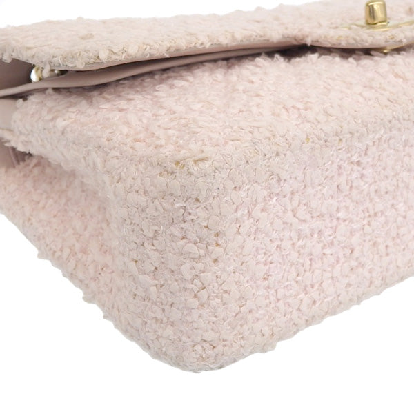 CHANEL Around 2003 Made Tweed Classic Flap Chain Bag 25Cm Shell Pink