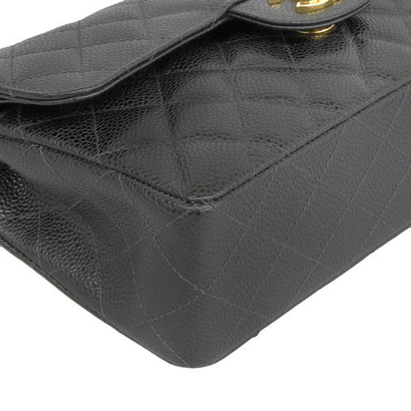 CHANEL Around 2003 Made Caviar Skin Classic Flap Chain Bag 23Cm Black