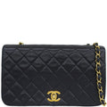 CHANEL Around 1990 Made Full Flap Chain Bag 23Cm Black