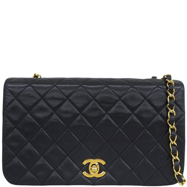 CHANEL Around 1990 Made Full Flap Chain Bag 23Cm Black