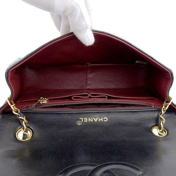 CHANEL Around 1990 Made Full Flap Chain Bag 23Cm Black