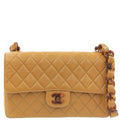 CHANEL Around 1995 Made Tortoiseshell Classic Flap Chain Bag 25Cm Camel