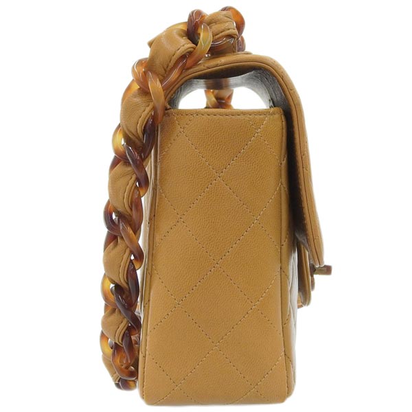 CHANEL Around 1995 Made Tortoiseshell Classic Flap Chain Bag 25Cm Camel