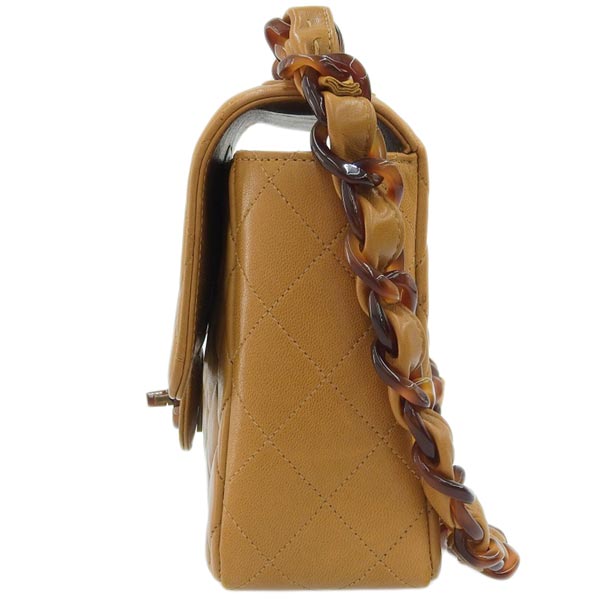CHANEL Around 1995 Made Tortoiseshell Classic Flap Chain Bag 25Cm Camel