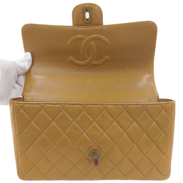 CHANEL Around 1995 Made Tortoiseshell Classic Flap Chain Bag 25Cm Camel