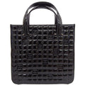 CHANEL Around 2001 Made Patent Chocolate Bar Cc Mark Embossed Top Handle Bag Black