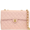 CHANEL Around 2001 Made Classic Flap Chain Bag Jumbo Baby Pink