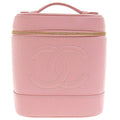 CHANEL Around 2004 Made Caviar Skin Cc Mark Stitch Vanity Soft Pink